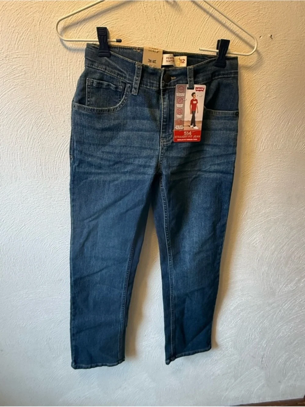 Levi 514 Straight Fit Jeans Boys Sz 12 26x27 NWT Stretch Denim Adjustable Waist